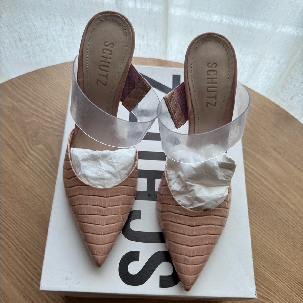 Schutz Women's Blush Croc-Embossed Heels